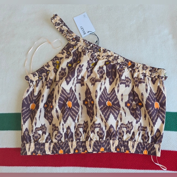 Bailey 44 One-Shoulder Aztec Print Crop Top w Elasticized Hem & Strap NWT S Med - Picture 2 of 9